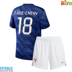 Billiga Frankrike Warren Zaire-Emery #18 Hemmatröja Barn VM 2026 Kortärmad (+ Korta byxor)